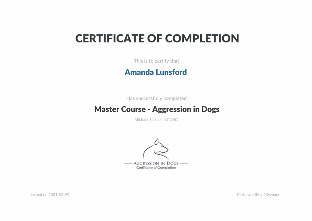 Certification Aggressive Dog Master Course